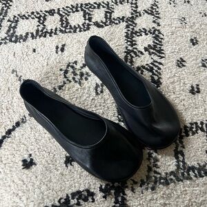 Dear Frances Black Leather Ballet Flats